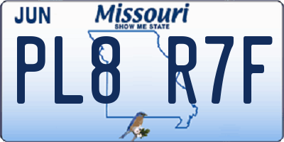 MO license plate PL8R7F