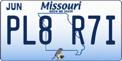MO license plate PL8R7I