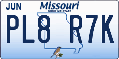 MO license plate PL8R7K