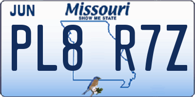 MO license plate PL8R7Z