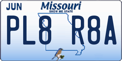 MO license plate PL8R8A