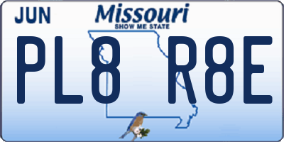 MO license plate PL8R8E