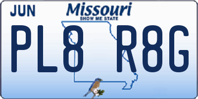 MO license plate PL8R8G
