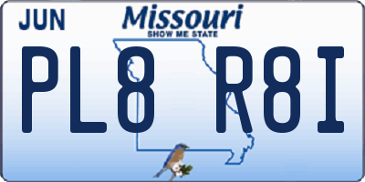 MO license plate PL8R8I