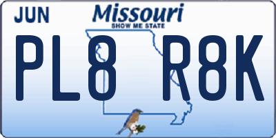 MO license plate PL8R8K