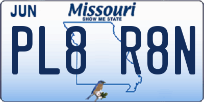 MO license plate PL8R8N