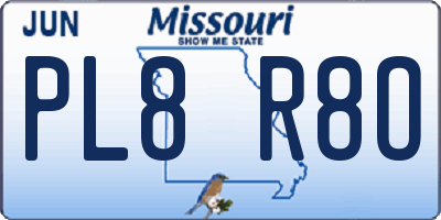 MO license plate PL8R8O