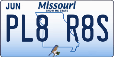 MO license plate PL8R8S