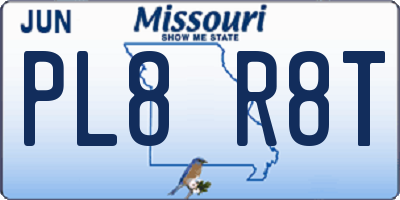 MO license plate PL8R8T