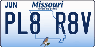MO license plate PL8R8V