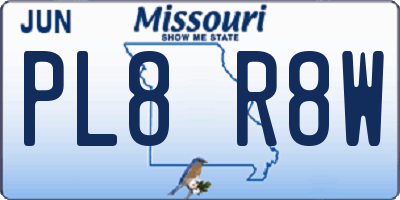 MO license plate PL8R8W
