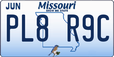MO license plate PL8R9C