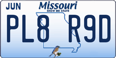 MO license plate PL8R9D