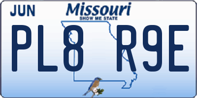 MO license plate PL8R9E