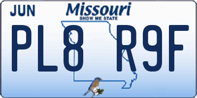 MO license plate PL8R9F