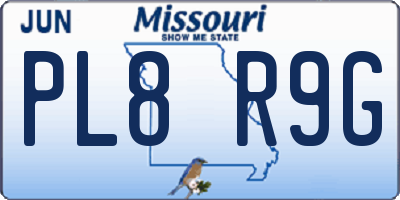 MO license plate PL8R9G