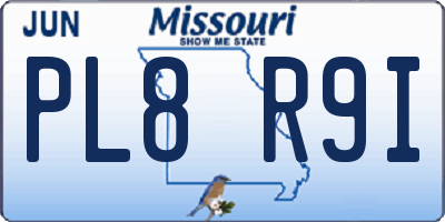 MO license plate PL8R9I