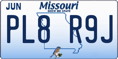 MO license plate PL8R9J