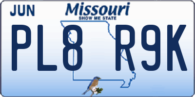 MO license plate PL8R9K