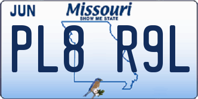 MO license plate PL8R9L