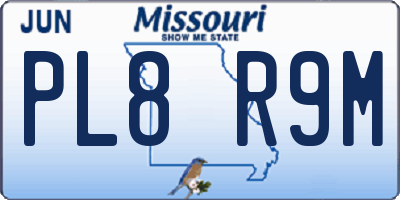 MO license plate PL8R9M