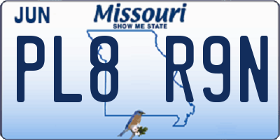 MO license plate PL8R9N