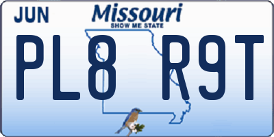 MO license plate PL8R9T