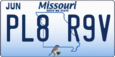 MO license plate PL8R9V