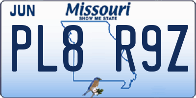 MO license plate PL8R9Z