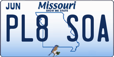MO license plate PL8S0A