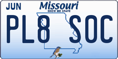 MO license plate PL8S0C