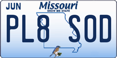 MO license plate PL8S0D