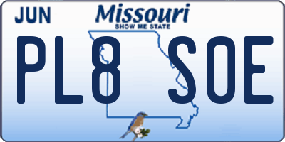 MO license plate PL8S0E