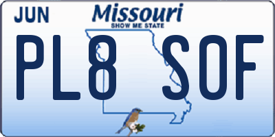 MO license plate PL8S0F