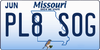 MO license plate PL8S0G