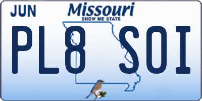 MO license plate PL8S0I
