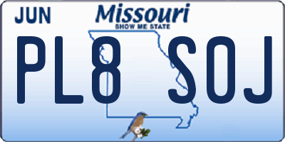 MO license plate PL8S0J