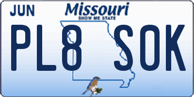 MO license plate PL8S0K