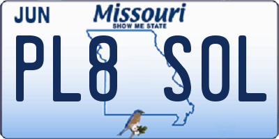 MO license plate PL8S0L