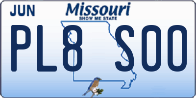 MO license plate PL8S0O