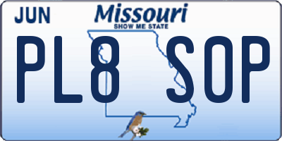 MO license plate PL8S0P