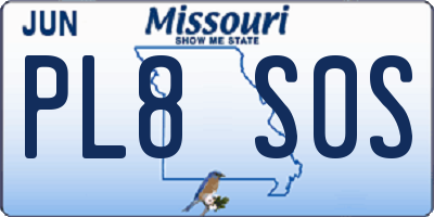 MO license plate PL8S0S