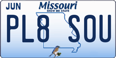 MO license plate PL8S0U