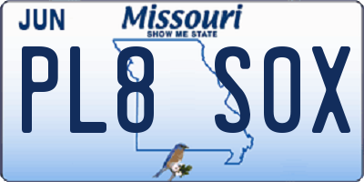 MO license plate PL8S0X