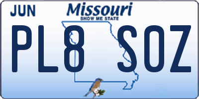 MO license plate PL8S0Z