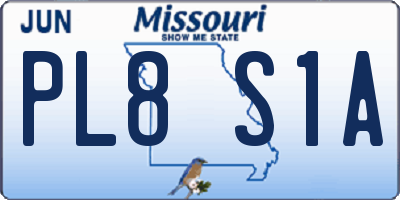 MO license plate PL8S1A