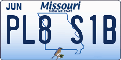 MO license plate PL8S1B
