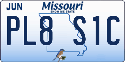 MO license plate PL8S1C