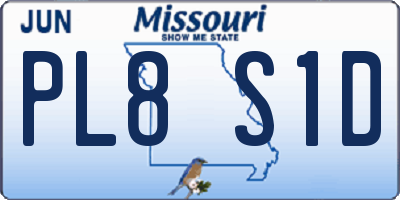 MO license plate PL8S1D