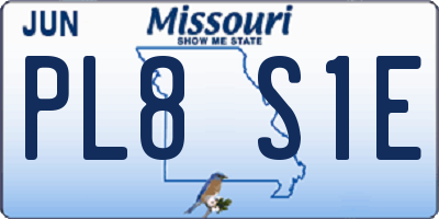 MO license plate PL8S1E